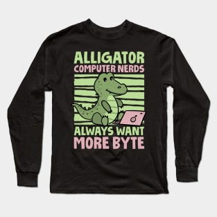 Funny Alligator Lover and Computer Nerd Kids Crocodile Long Sleeve T-Shirt